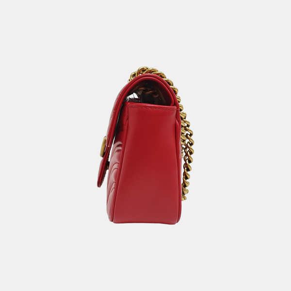 GG Marmont Small Quilted Calfskin Red