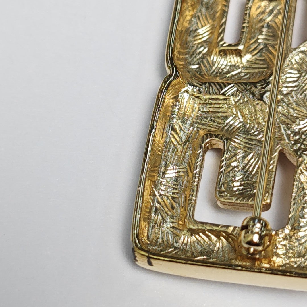 4G Logo Metal Gold Brooch