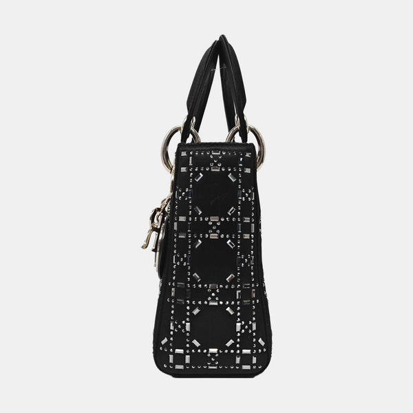 Lady Dior Mini Cannage Silk Satin Black