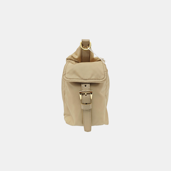 Nylon Top Handle Bag Brown