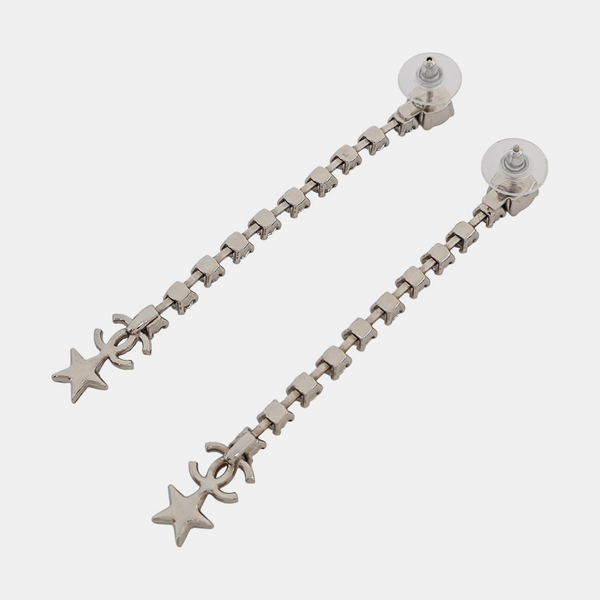 CC Logo Brass Silver Stud Earrings