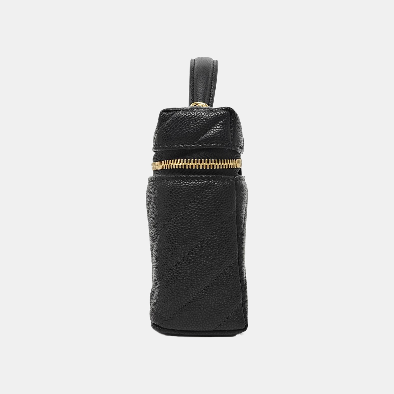 Quilted Grained Calfskin Shoulder Bag Black