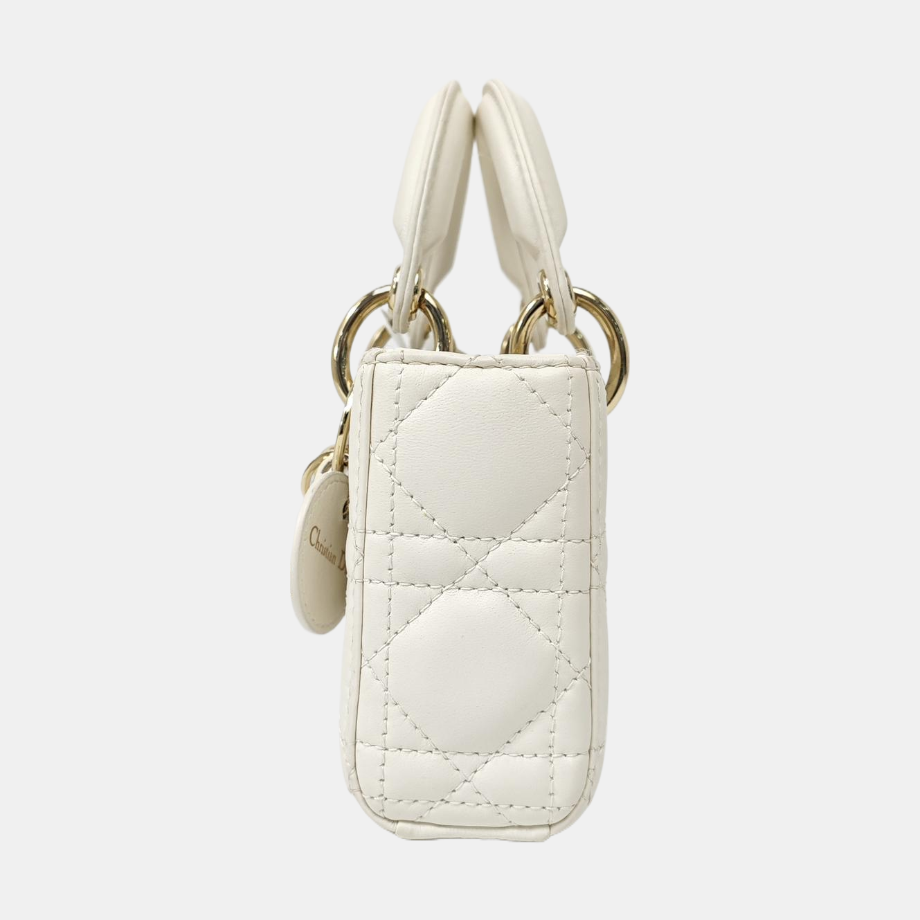 Lady D-Joy Super Mini Cannage Lambskin White