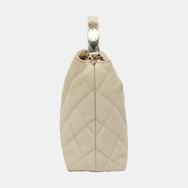 Quilted Grained Calfskin Beige