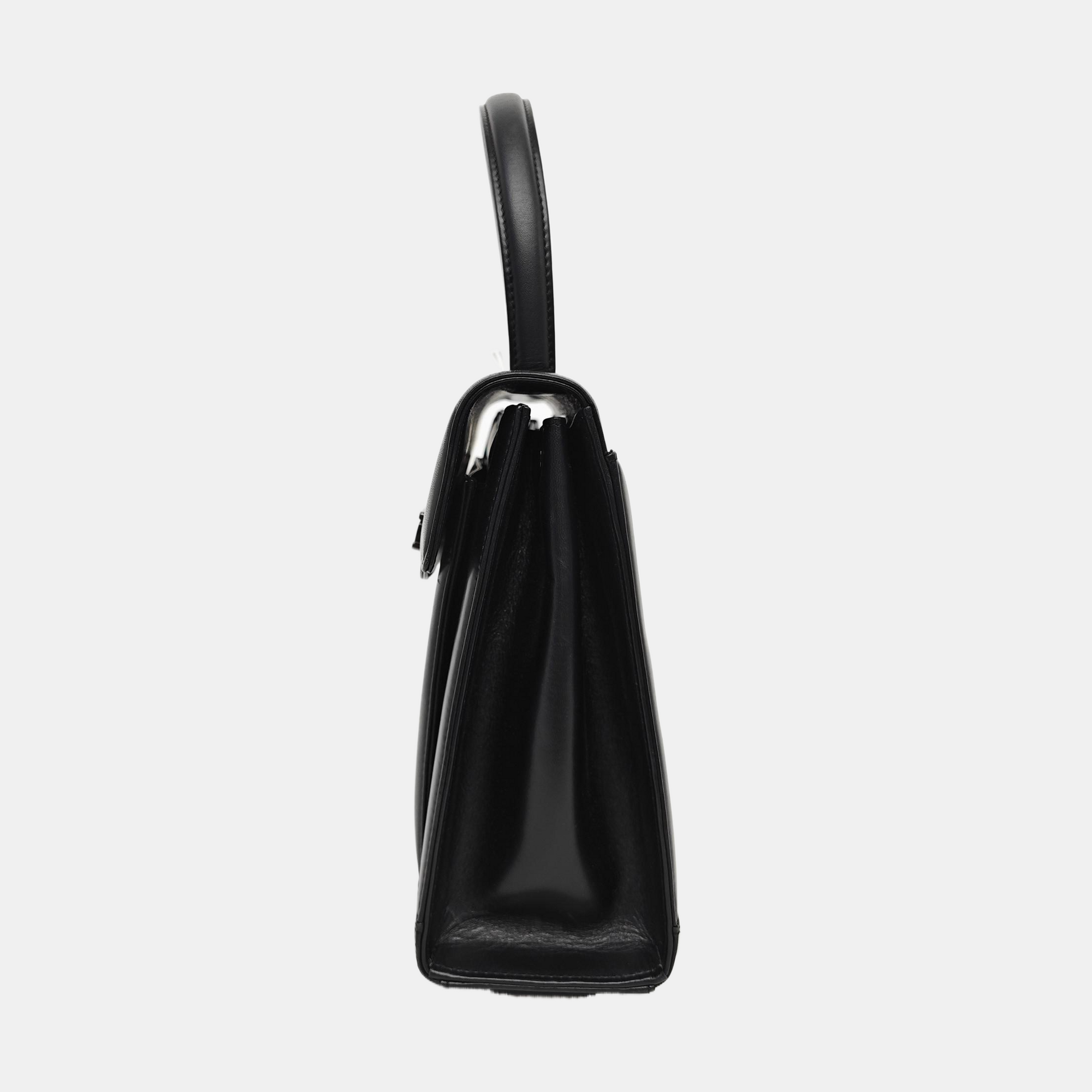 Calfskin Top Handle Bag Black