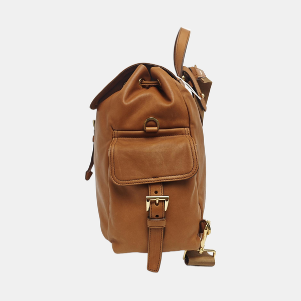 Re-Nylon Backpack Lambskin Brown
