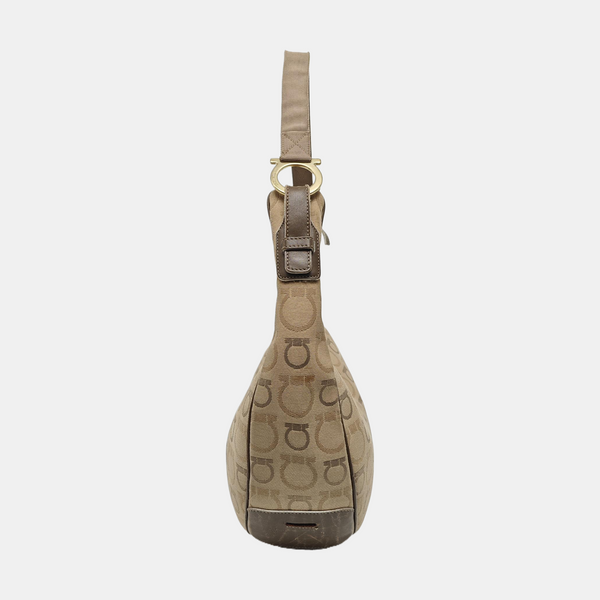 Coated Canvas Top Handle Bag Brown