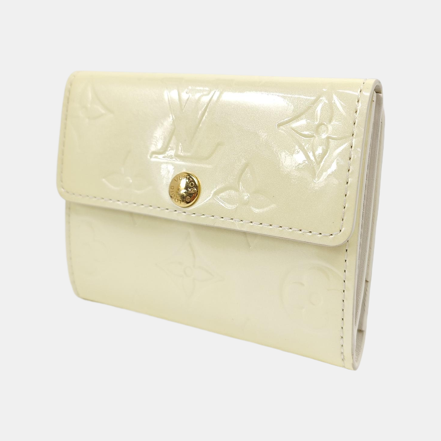 SARAH Monogram Patent Leather White Card Holder