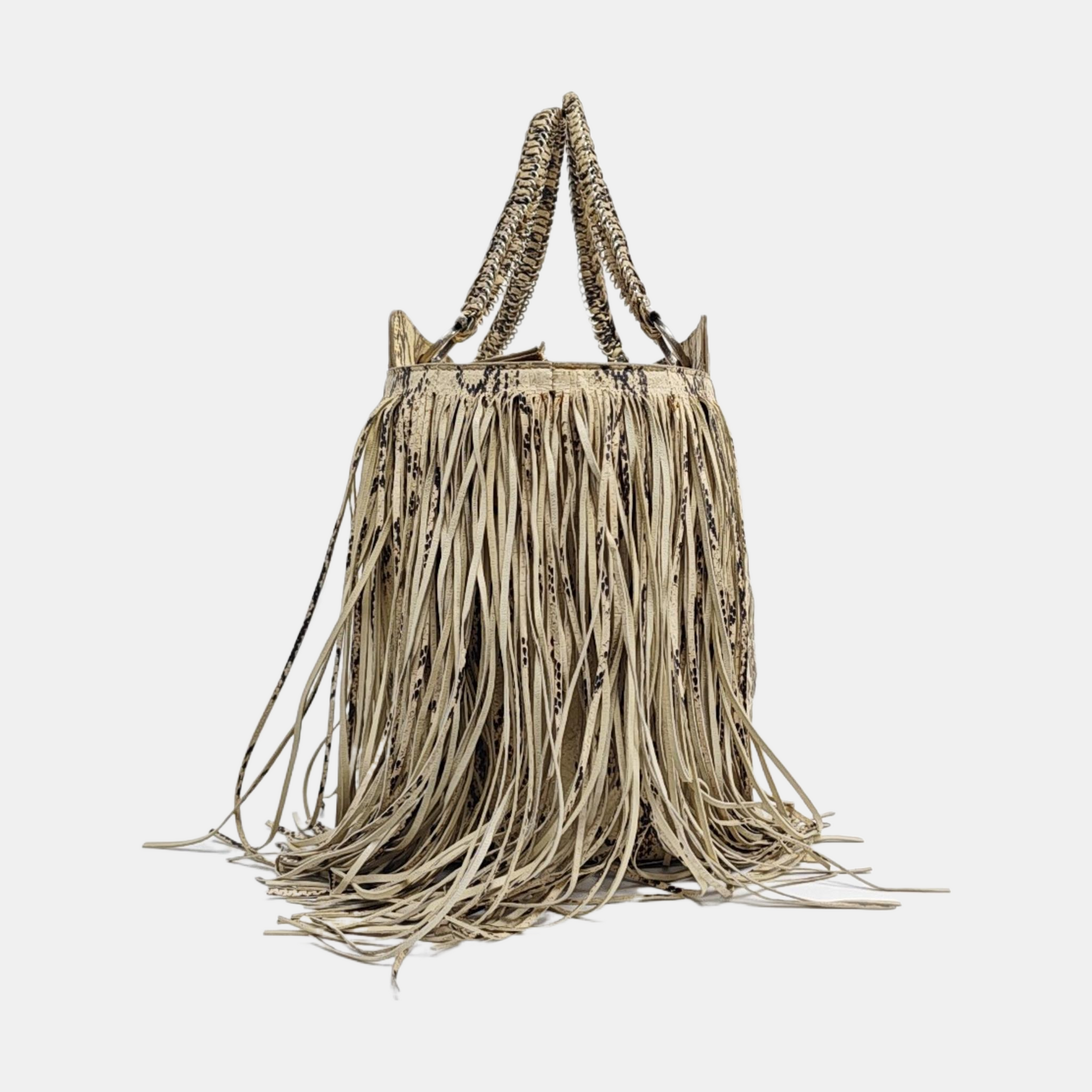 Python Top Handle Bag Beige