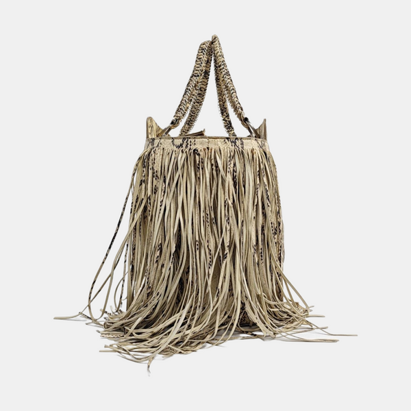 Python Top Handle Bag Beige