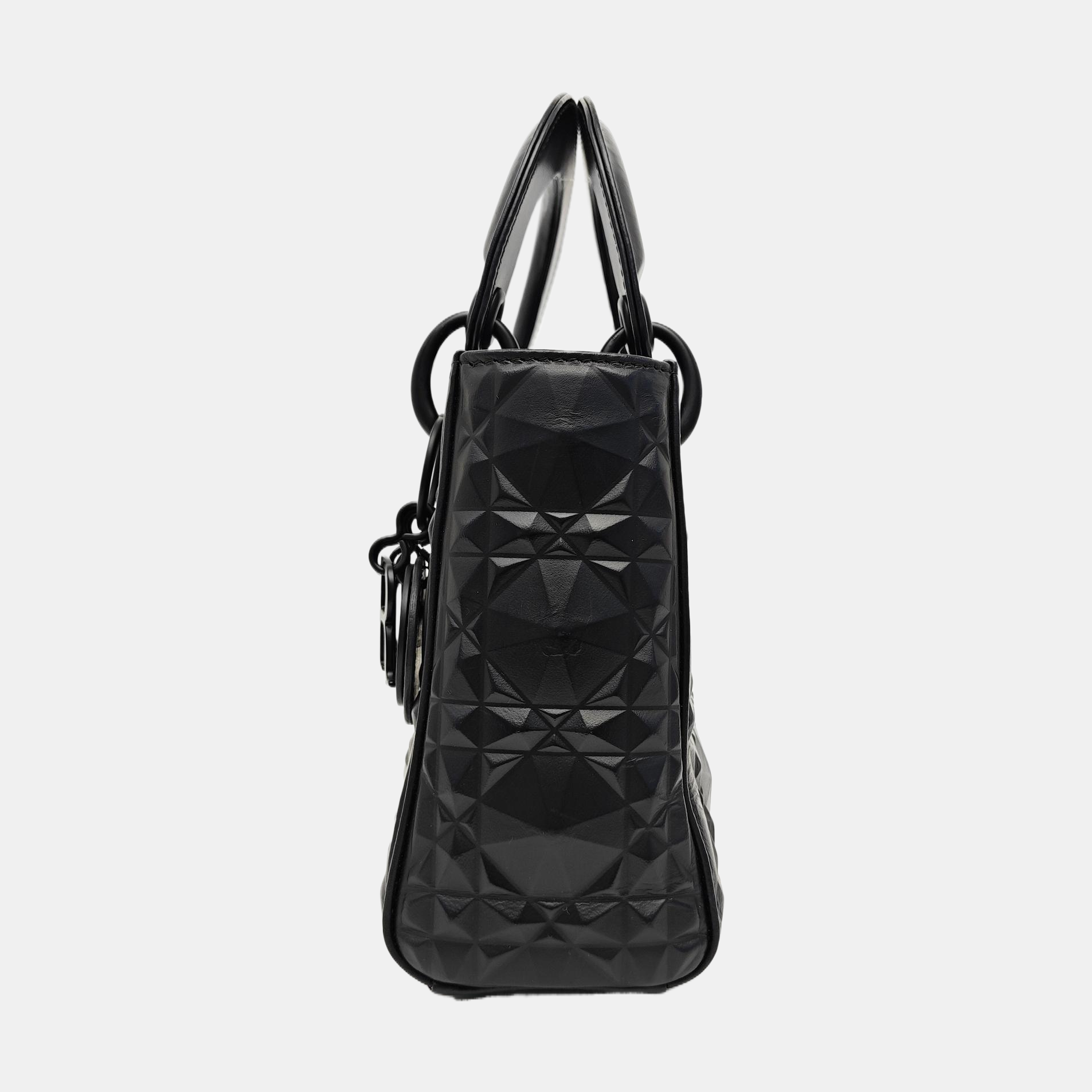 Lady Dior Mini Cannage Calfskin Black
