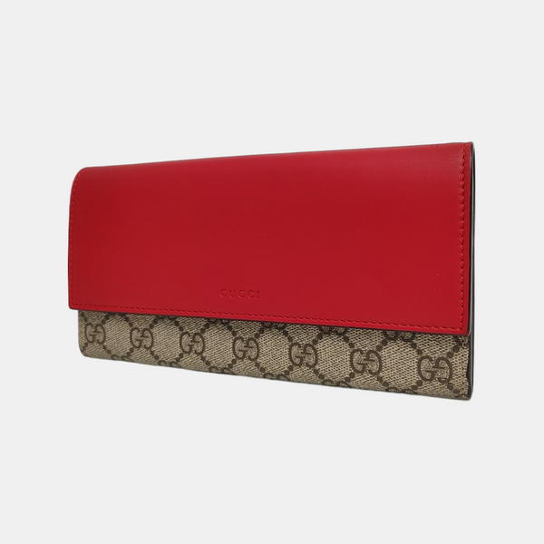 GG Supreme Monogram Calfskin Red Wallet