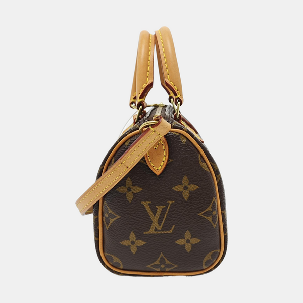 Authenticated pre-owned  SPEEDY Nano Monogram Coated Canvas Brown - Shoulder Bag at Looply