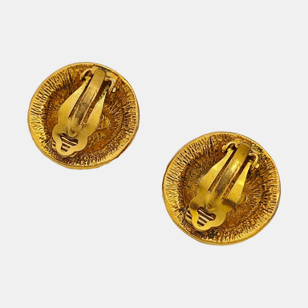 Vintage Metal Gold Clip On Earrings
