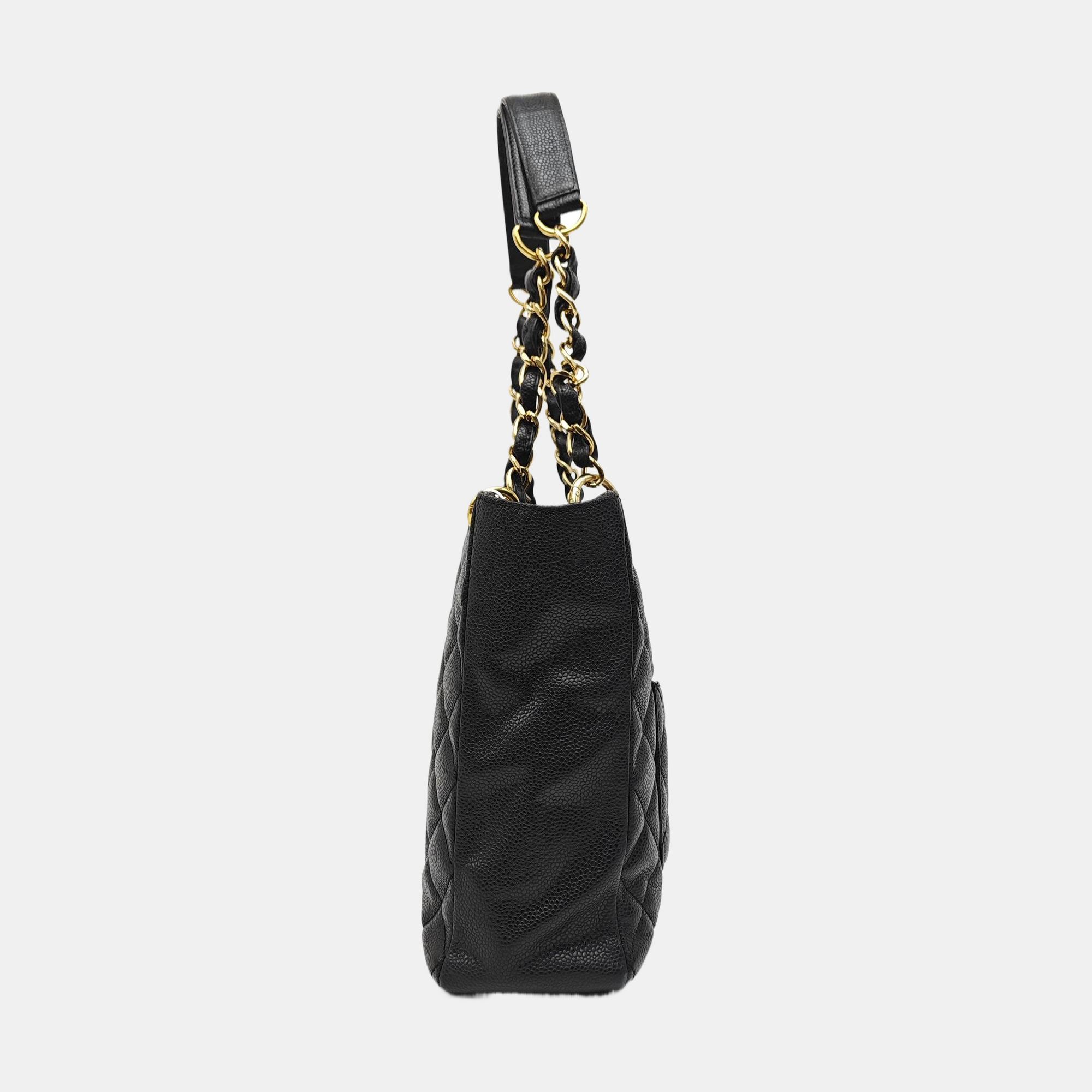 CHANEL PST Quilted Grained Calfskin Black