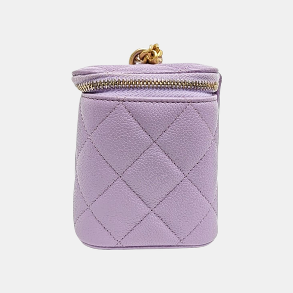 VANITY CASE Small Quilted Grained Calfskin Purple