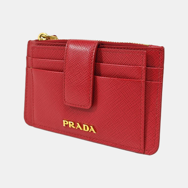 Saffiano Calfskin Card Holder Red