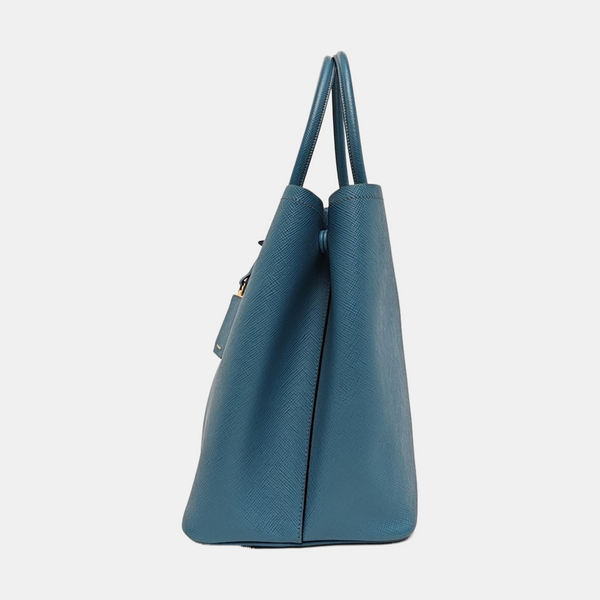 Double Large Saffiano Calfskin Blue