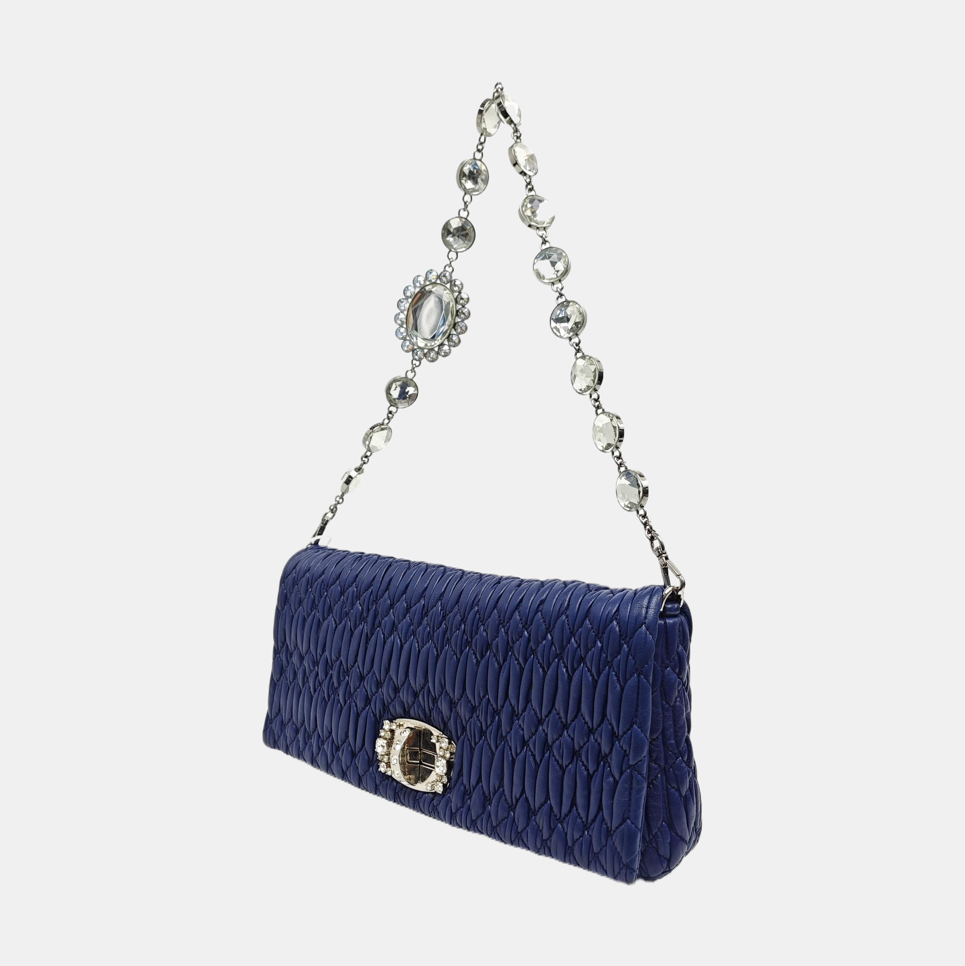 Quilted Lambskin Shoulder Bag Blue