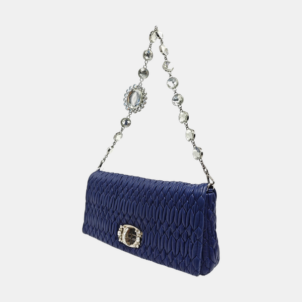 Quilted Lambskin Shoulder Bag Blue