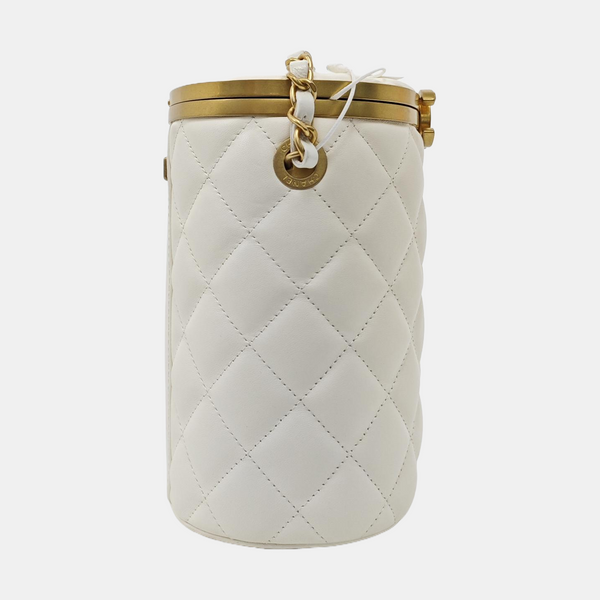 CROWN BOX VANITY Quilted Lambskin White