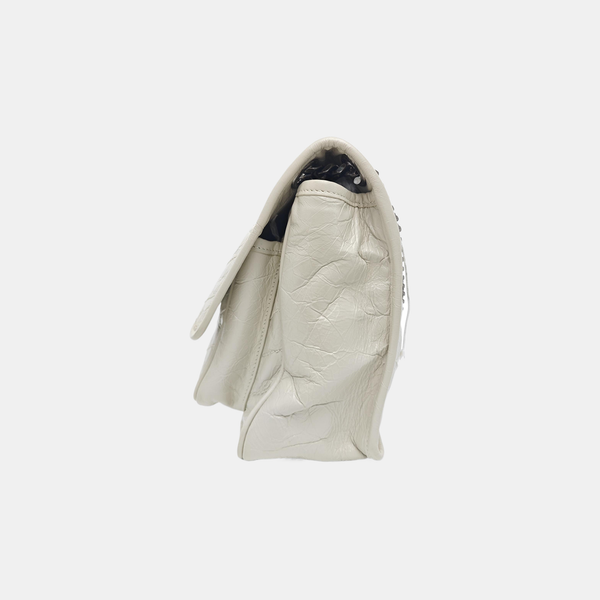NIKI Medium Chevron Calfskin White