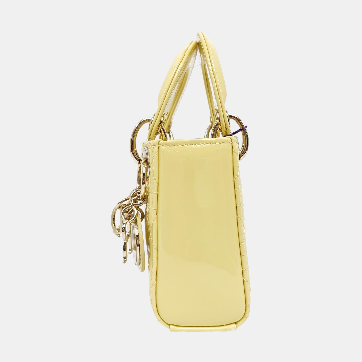 Lady Dior Super Mini Cannage Patent Lambskin Yellow