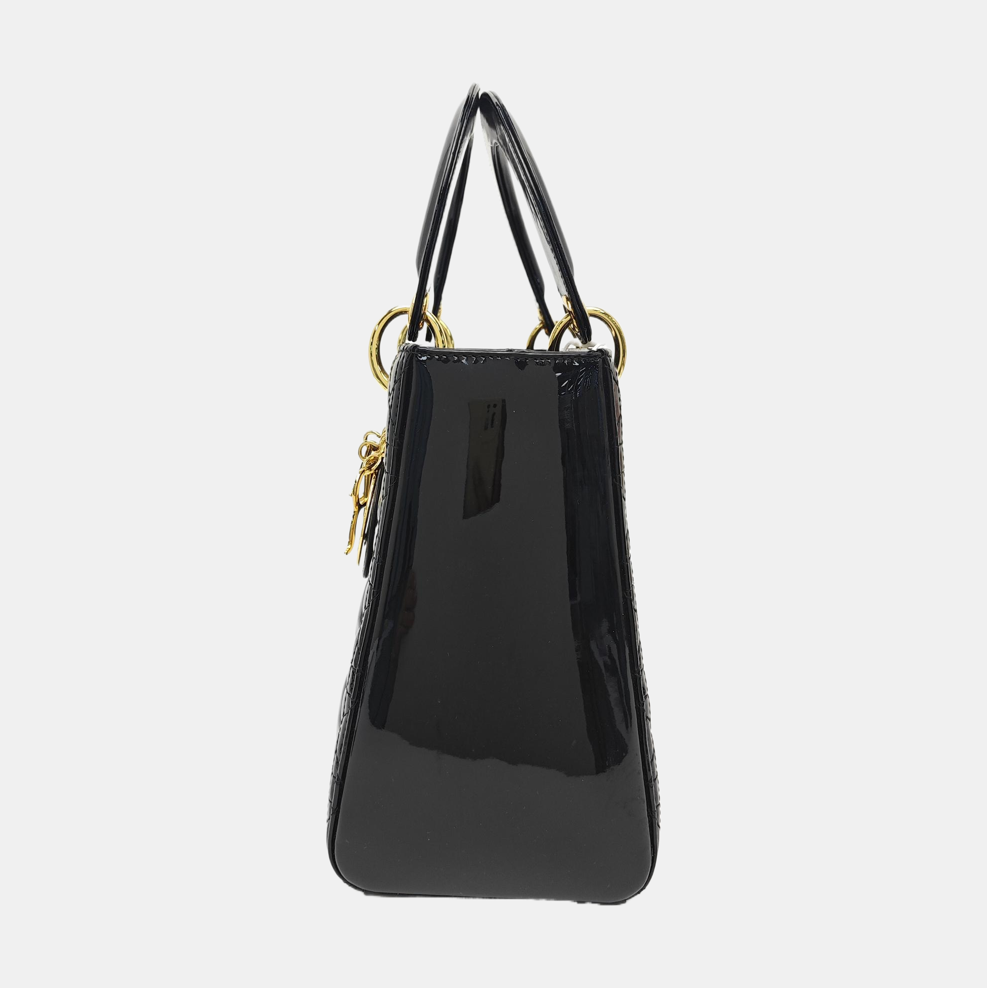 Lady Dior Medium Cannage Patent Leather Black