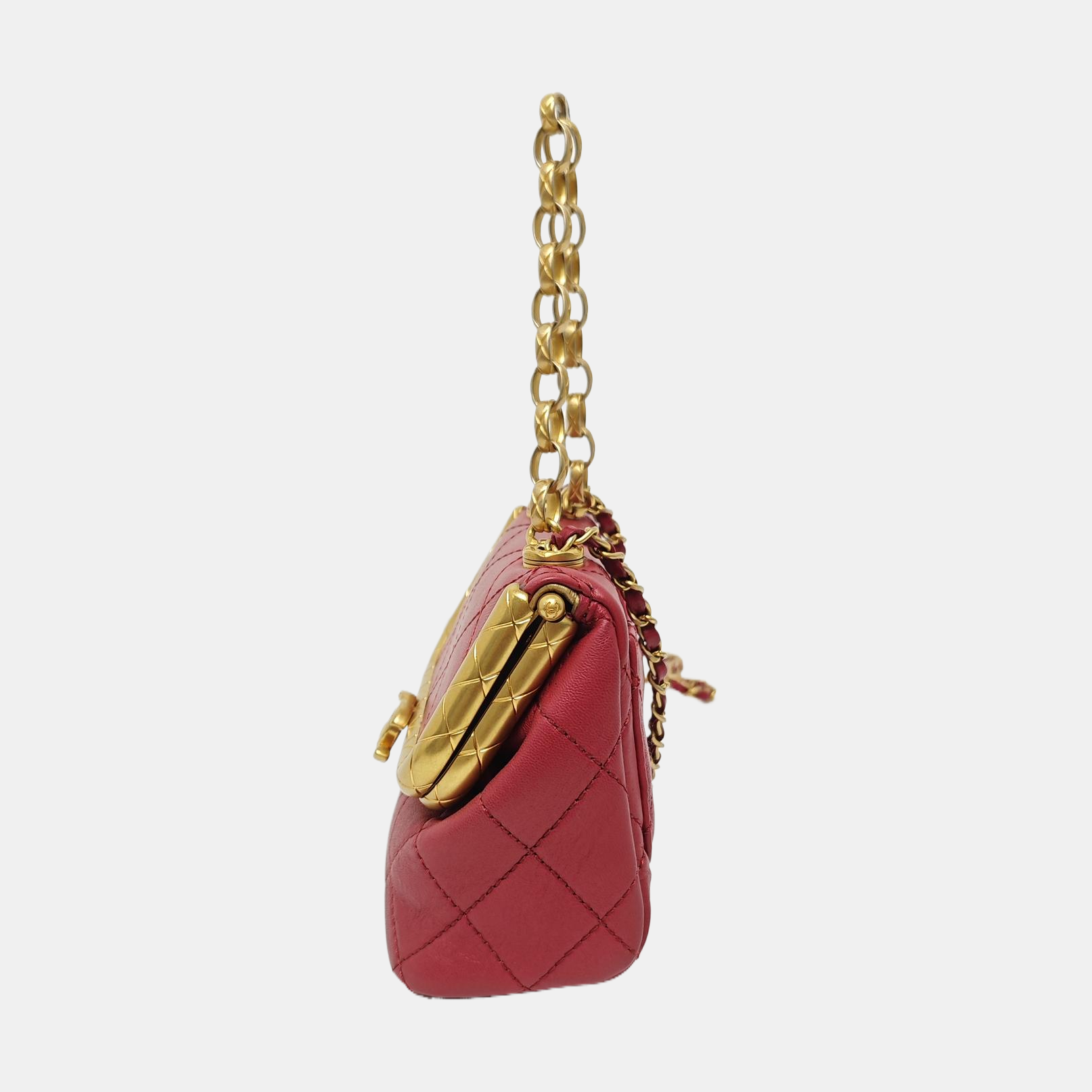 Quilted Lambskin Shoulder Bag Small Red