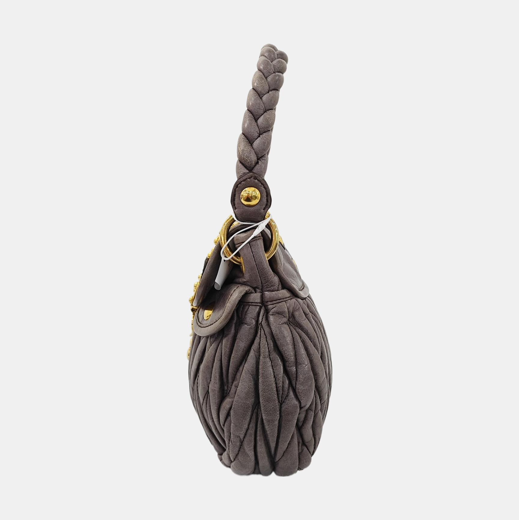 Miu Coffer Quilted Lambskin Gray