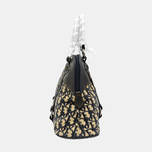 Oblique Canvas Top Handle Bag Beige