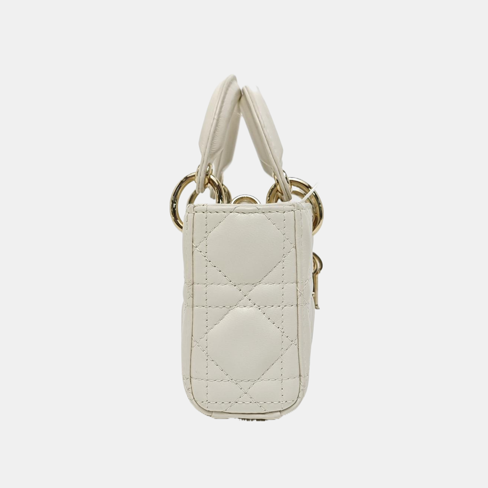 Lady D-Joy Super Mini Cannage Lambskin White