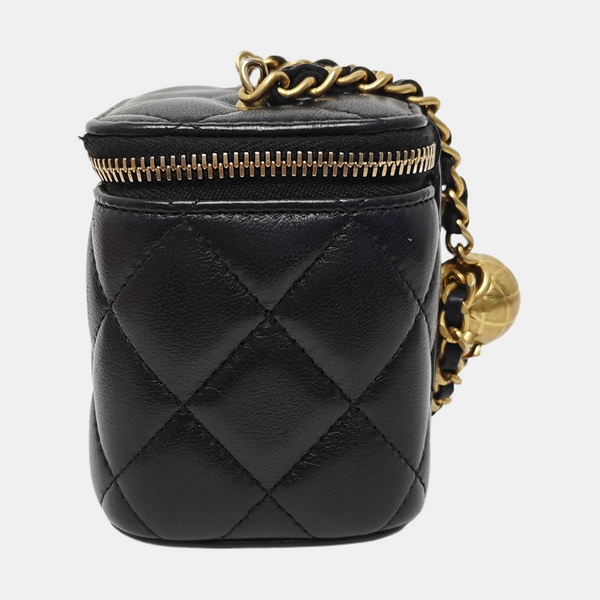 VANITY CASE Mini Quilted Lambskin Black
