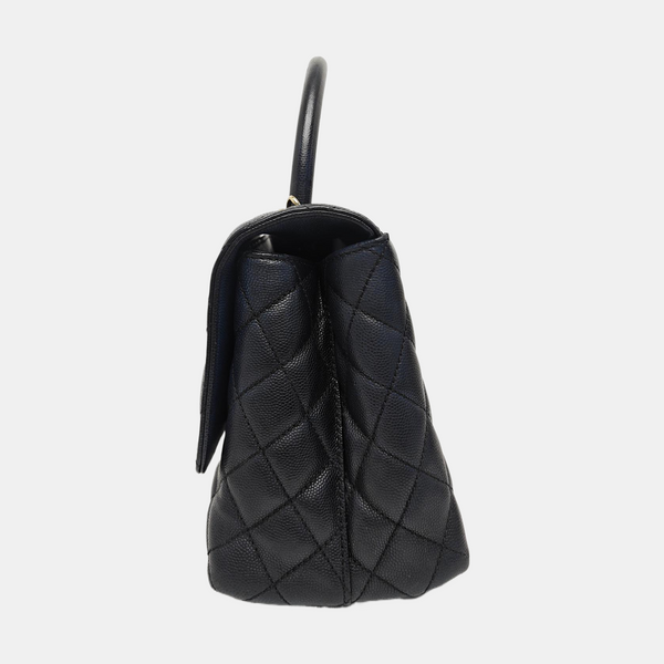 COCO HANDLE Medium Quilted Grained Calfskin Black