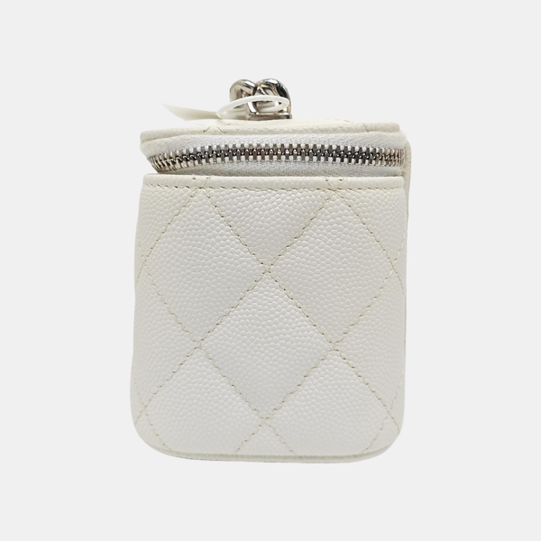 VANITY CASE Mini Quilted Grained Calfskin White
