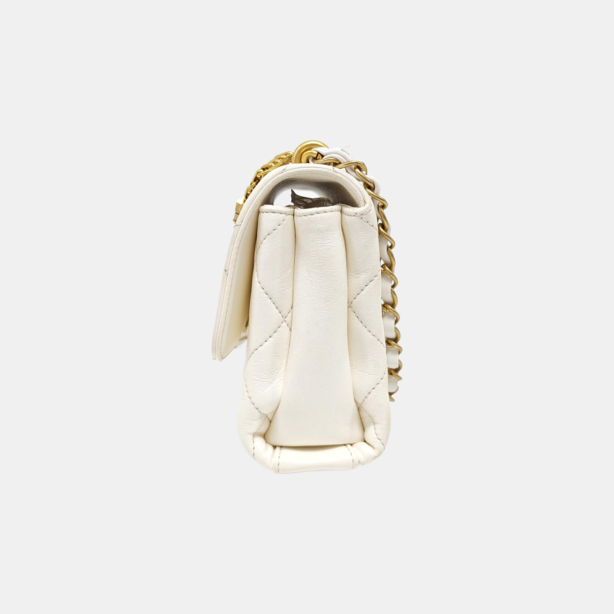 Quilted Lambskin Shoulder Bag Mini White