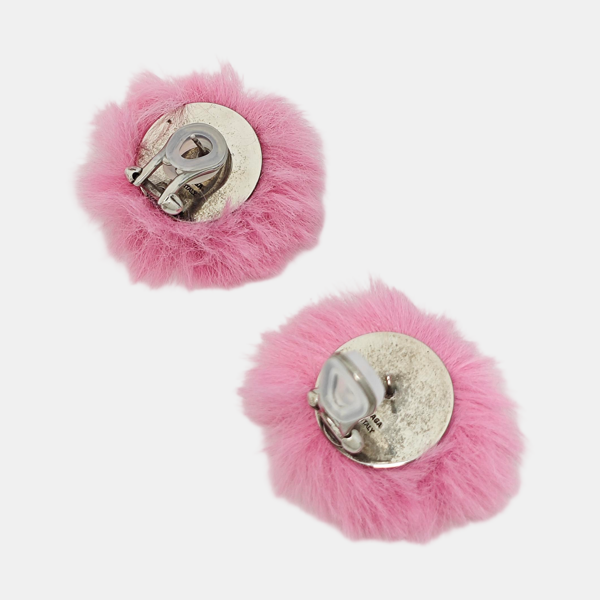 Fabric Pink Stud Earrings