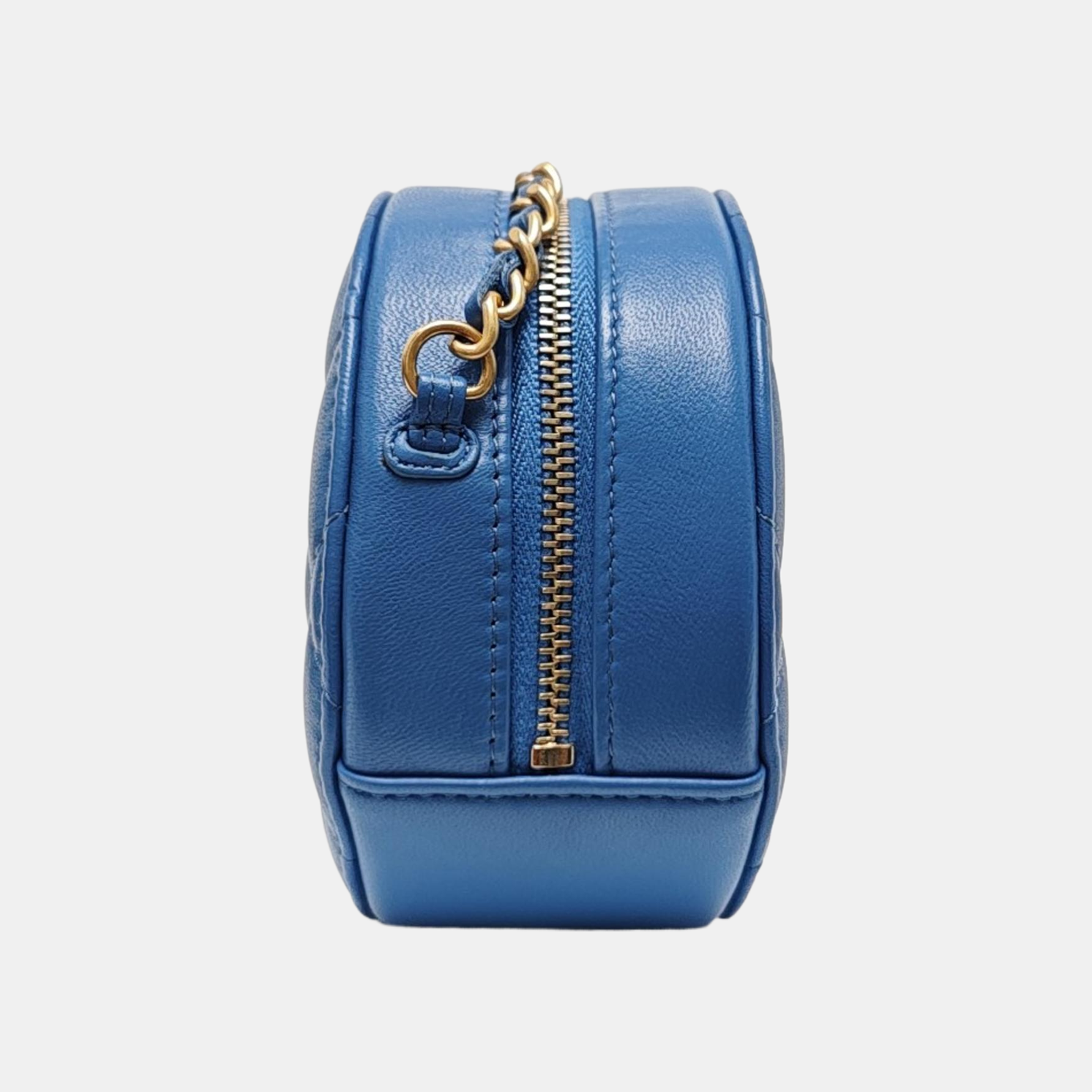 ROUND Mini Quilted Lambskin Blue