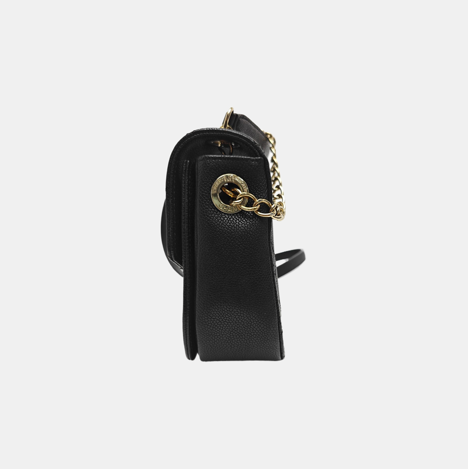 Quilted Grained Calfskin Shoulder Bag Black