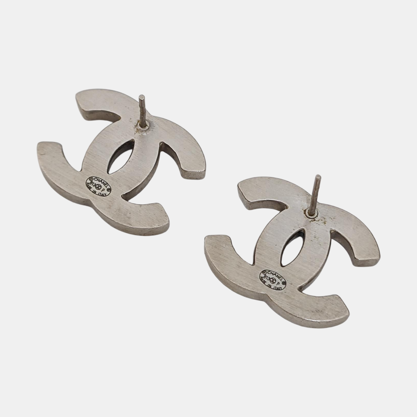 CC Logo Metal Blue Stud Earrings