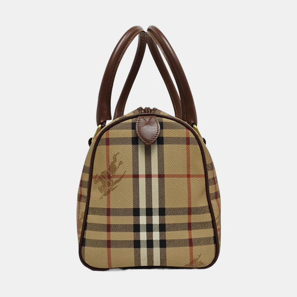 Coated Canvas Top Handle Bag Beige