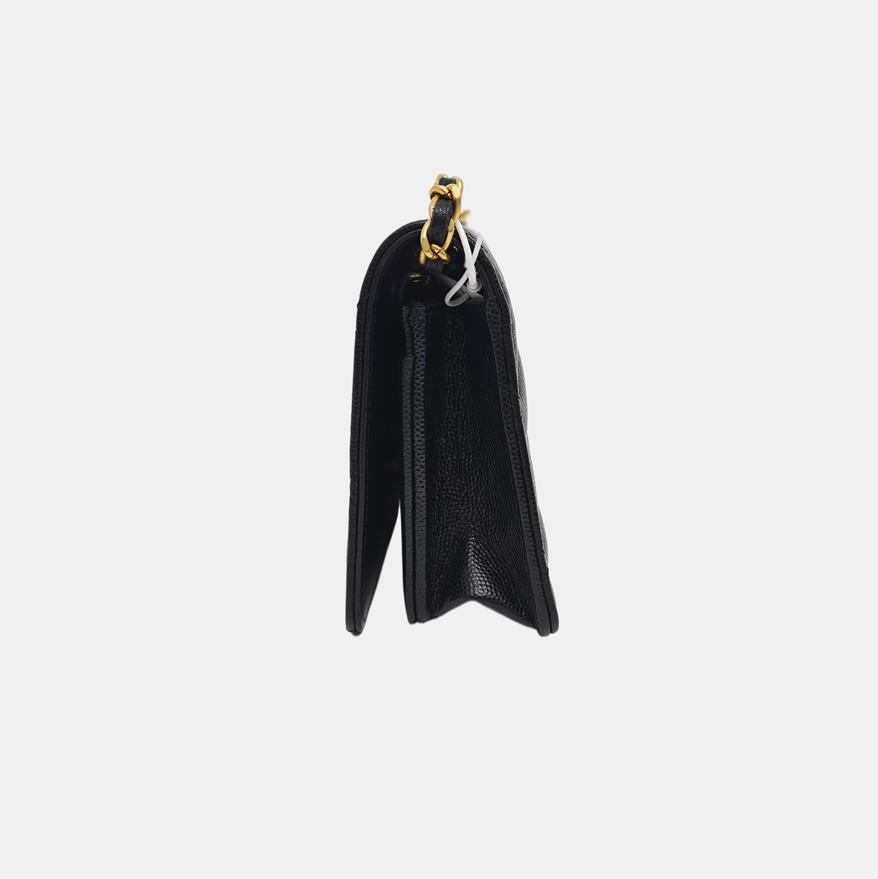 Quilted Grained Calfskin Shoulder Bag Black