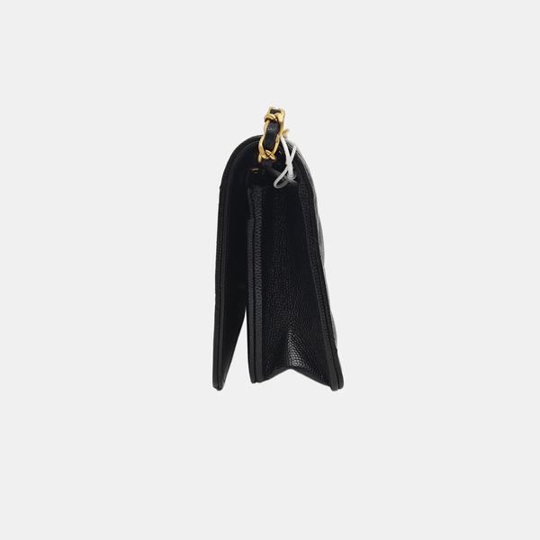 Quilted Grained Calfskin Shoulder Bag Black