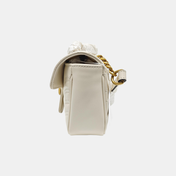 GG Marmont Small Quilted Calfskin White
