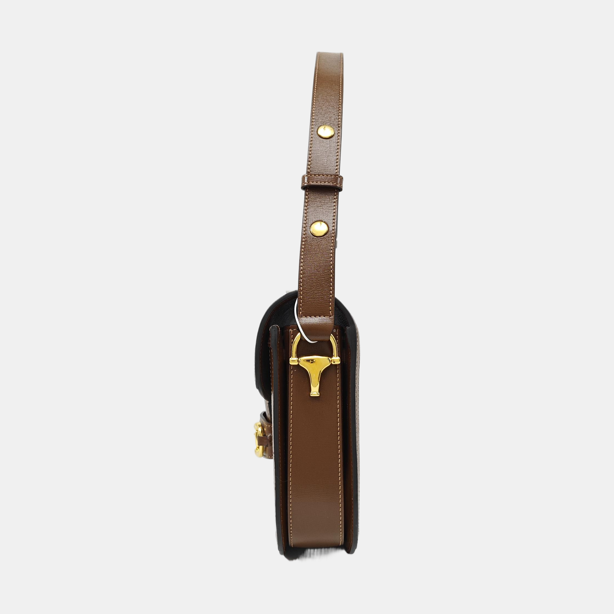 Horsebit 1955 Medium Monogram Coated Canvas Beige