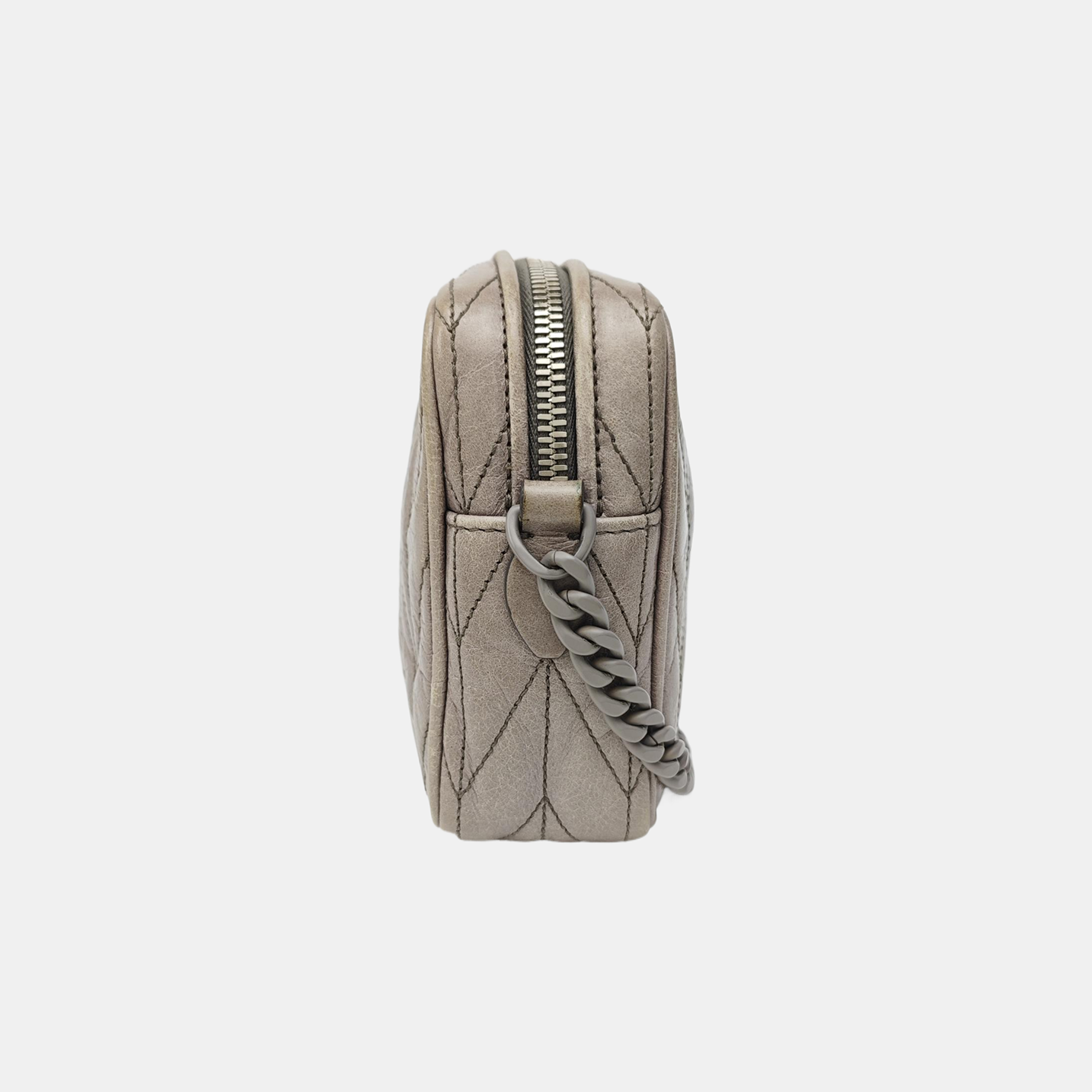 Quilted Lambskin Crossbody Bag Gray