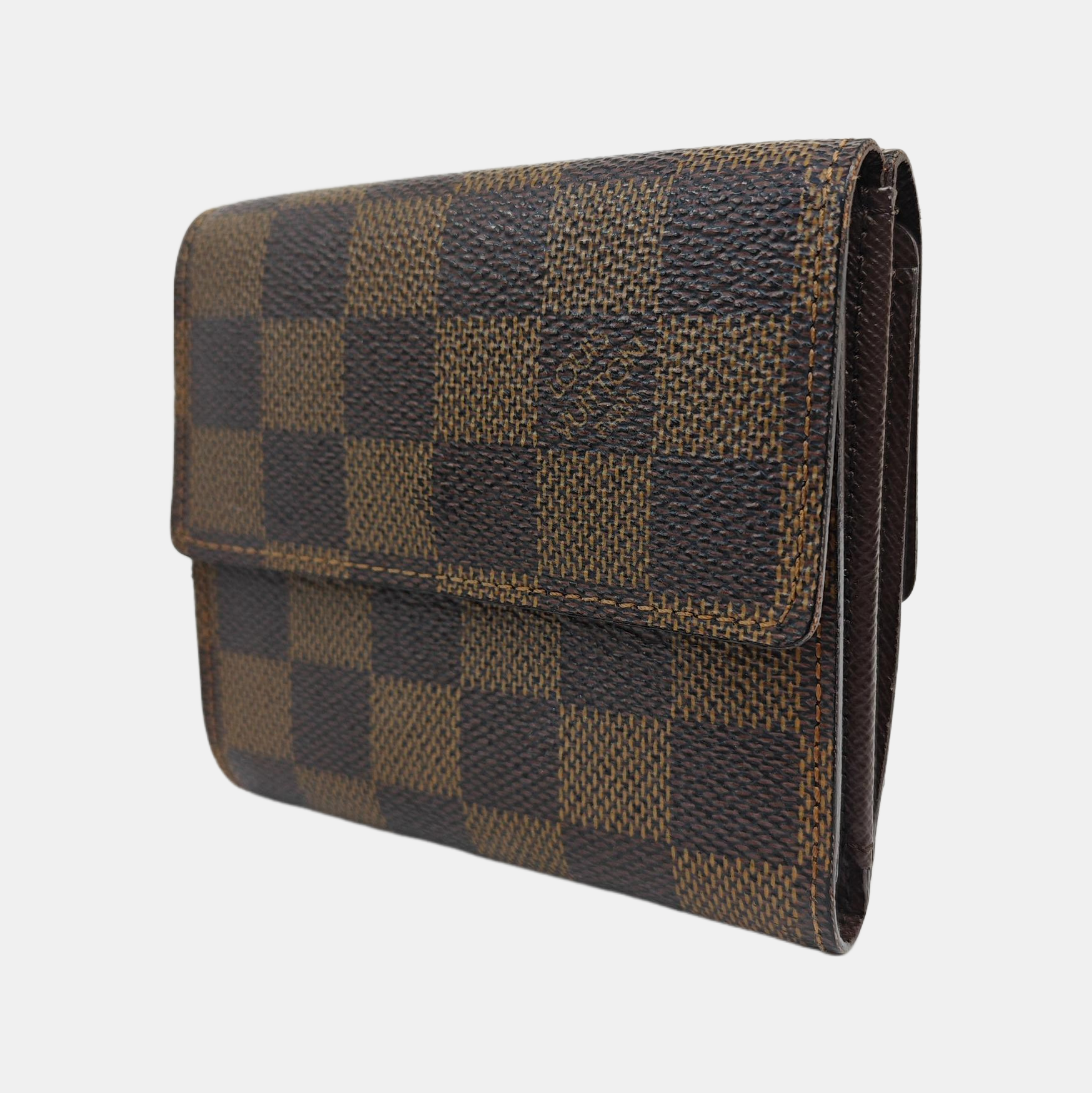 ELISE Damier Ebene Coated Canvas Brown Wallet
