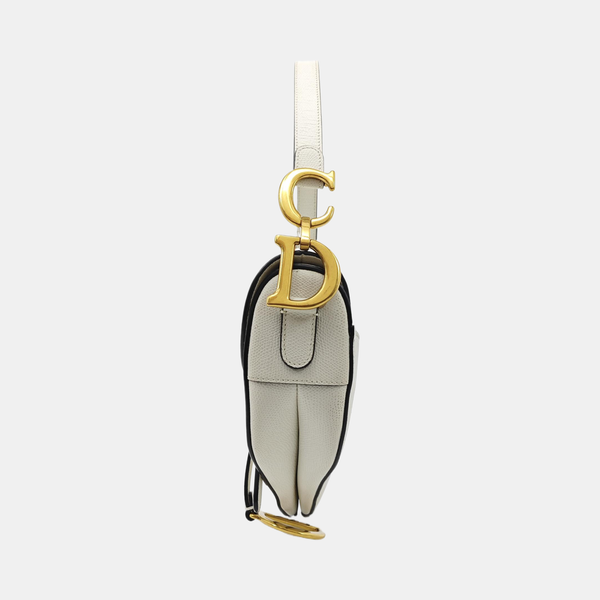Saddle Medium Calfskin White