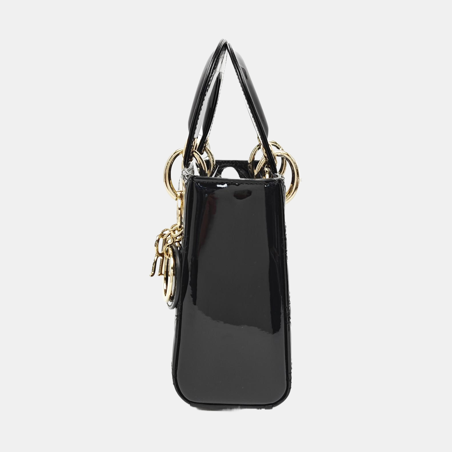 Lady Dior Mini Cannage Patent Leather Black