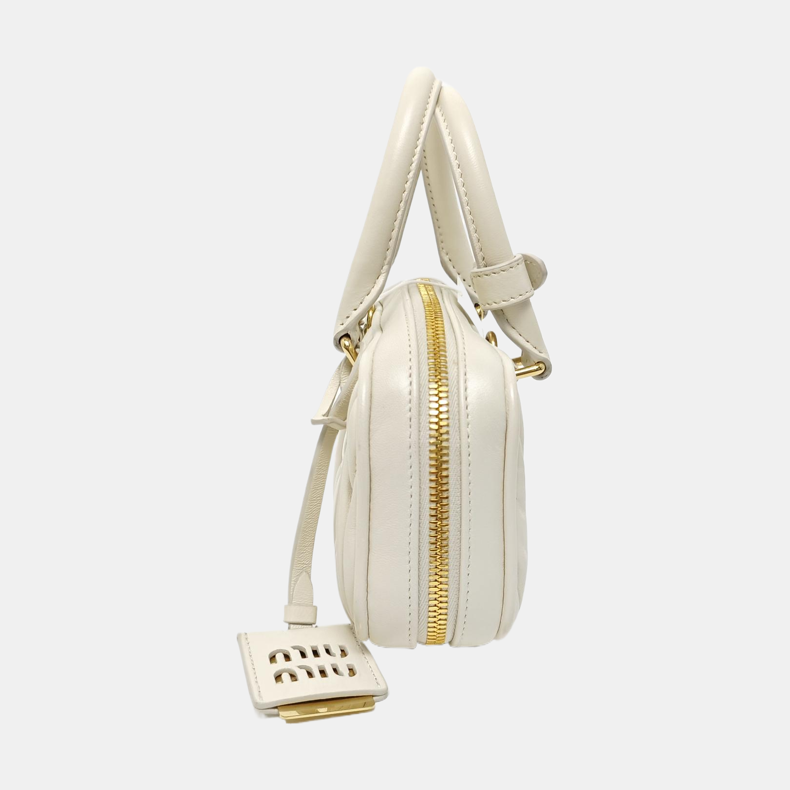 Arcadie Matelassé Mini Quilted Lambskin White